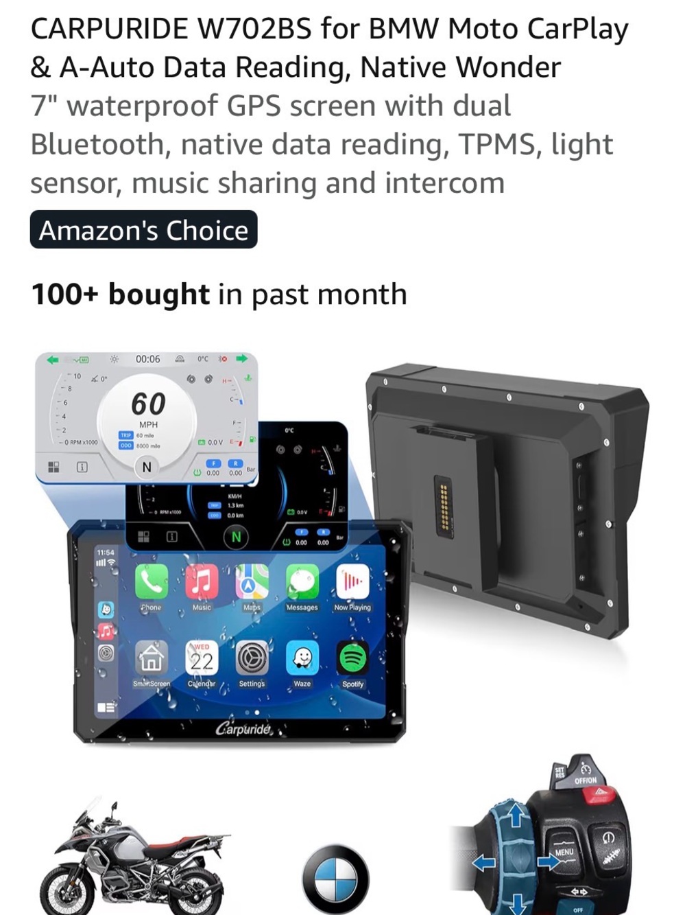 NEW Carpuride 702bspro for BMW motorcycle CarPlay touchscreen